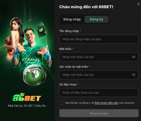 86BET casino login